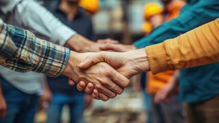 Workers of various industries shaking hands, Labor Day, unity, importance of workforce