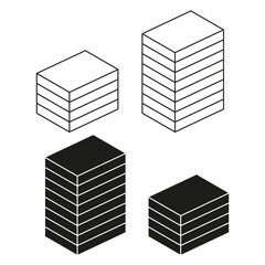 Stacked cubes icons. Black and white. Geometric shapes. Vector illustration.