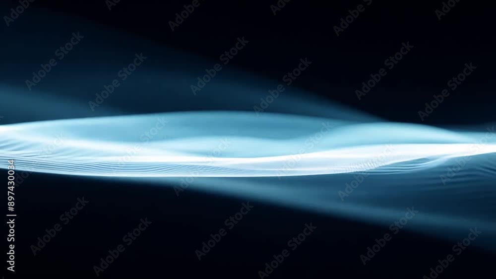 Poster A digital rendering of a blue wave with a textured surface against a dark background.