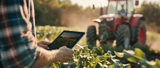Close-up view of a tablet displaying agricultural analytics