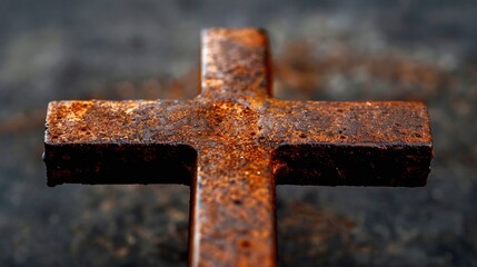 Extreme Close-up of Cross. Concept Religious Symbol, Christian Iconography, Detailed Texture, Symbolism, Spiritual Items