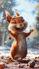 squirrel happiness with food