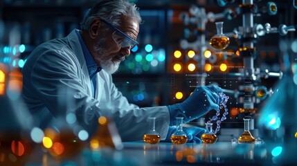 Ultra-Realistic Digital Illustration of Scientist Conducting Genetic Engineering Experiment in Modern Lab