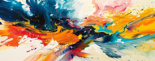 A vibrant abstract painting capturing the feeling of pure energy, with bold strokes of color and dynamic lines conveying a sense of movement and power.