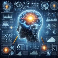 Obraz premium brain and technology