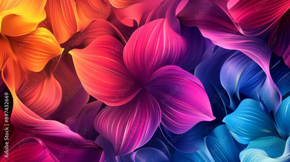 Poster artwork shows colorful flower petals blending harmoniously in abstract style, creating a beautiful c