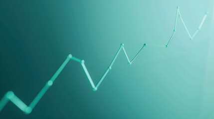 Naklejka premium Clean line graph on soft turquoise background, rising trend, market growth illustration, elegant simplicity