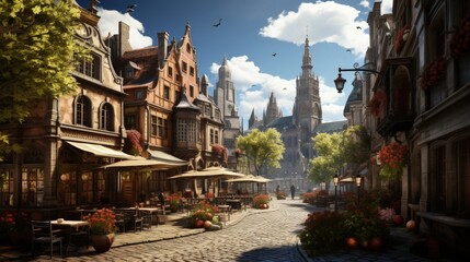 Fototapeta premium The historic architecture of an old European town square