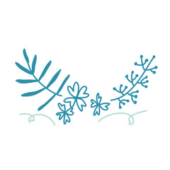 Floral frame illustration line color decoration design icon line green blue