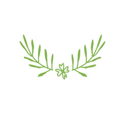 Floral frame illustration line color decoration design icon line green blue