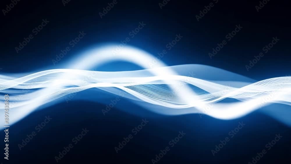 Aufkleber A white light wave flows across a dark blue background, creating an abstract and dynamic visual.