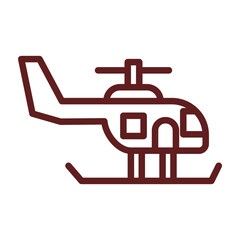 Helicopter Vector Line Maroon Icon Design