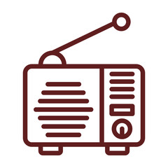 Radio Vector Line Maroon Icon Design
