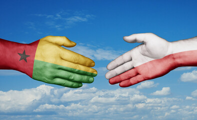 Poland and Guinea-Bissau country handshaking with flags, consensus concept international co-operation illustration