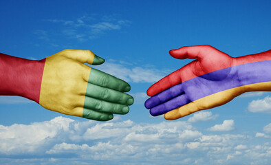 Armenia and  Guinea-Conakry country handshaking with flags, consensus concept international co-operation illustration