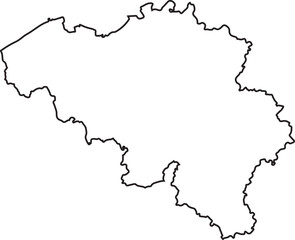 Belgium Outline Map Vector – Isolated Black Silhouette on White Background
