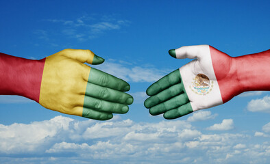 Mexico and  Guinea-Conakry country handshaking with flags, consensus concept international co-operation illustration