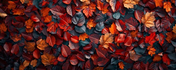 Autumn Leaves Scattered Texture Background, 4K hyperrealistic photo