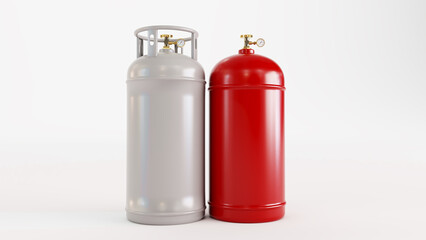 Realistic gas metal cylinders, Gas tank set. Natural gas,