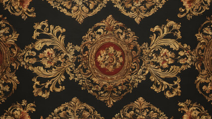 Patterned wallpaper with vintage design. Generative AI