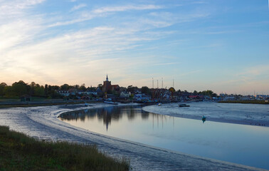 A beautiful reflection view of Maldon on the River Blackwater in Essex, England. 