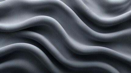 Fototapeta premium Abstract background of smooth, flowing grey fabric with soft waves.