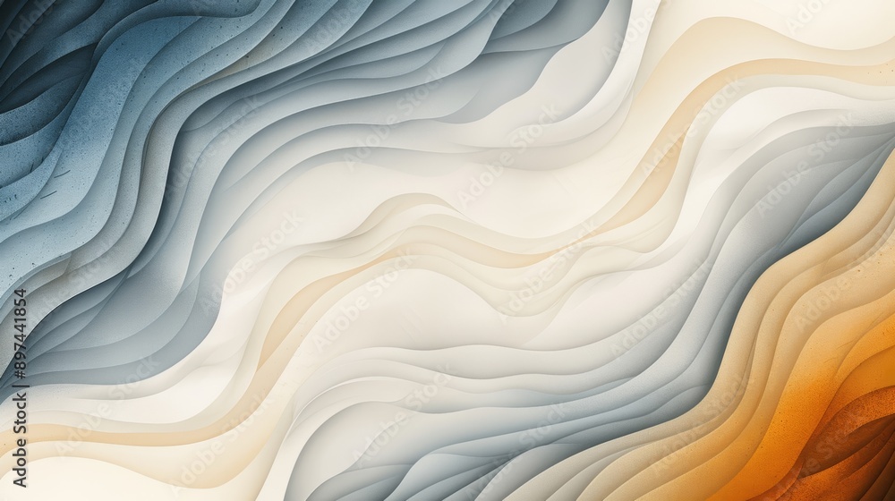 Poster abstract wavy background with shades of blue, brown, and white. the lines create a dynamic and flowi