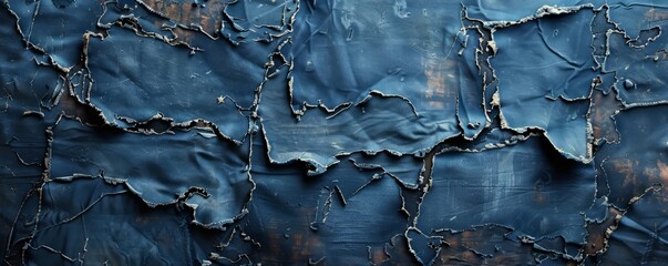 Fototapeta premium Distressed Denim Fabric Texture Background, 4K hyperrealistic photo