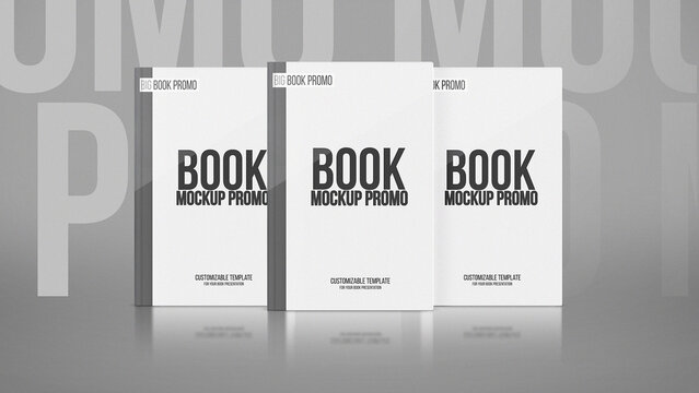 Hardcover and Softcover Book Mockup with Customizable Size and Colors 
