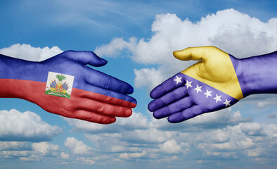 Haiti and Bosnia and Herzegovina country handshaking consensus concept international co-operation illustration