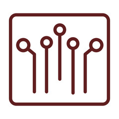 Electronic Circuit Vector Line Maroon Icon Design