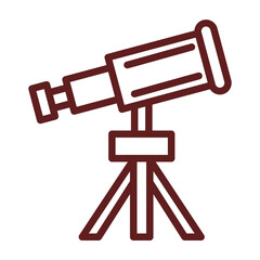 Telescope Vector Line Maroon Icon Design