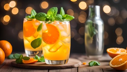 Fototapeta premium Homemade Orange Crush Cocktail with Mint and Vodka 