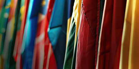 The Diplomatic Corps' Multicolored Flags: A row of national flags, representing diverse international allies