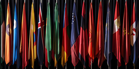 The Diplomatic Corps' Multicolored Flags: A row of national flags, representing diverse international allies
