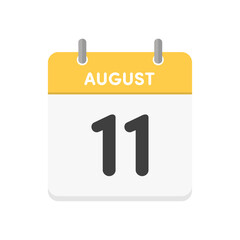 8月11日･August 11の日めくりカレンダーのアイコン - 8/11の日付入りの暦のデザイン素材