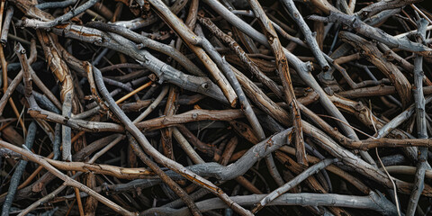 Texture Of Wooden Branches Of Twigs For Background And Other Design Solutions Created Using...