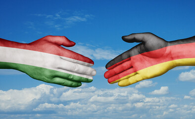 Germany and Hungary country handshaking with flags, consensus concept international co-operation illustration