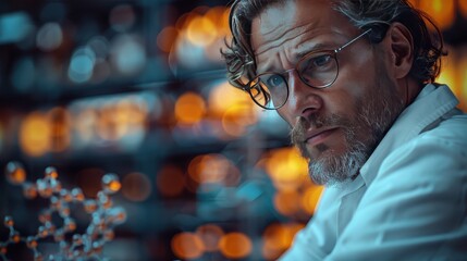 Biochemist Conducting Molecular Experiment in Hyper-Realistic 8K Digital Art with Genetic Engineering Focus