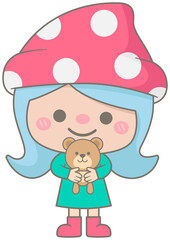 Cute kid pastel hand drawn magic fairy forest character