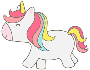 Cute kid pastel hand drawn magic fairy forest element unicorn