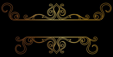 Golden Scrollwork Elegance: A classic, intricate design with a gold scrollwork border on a black background. perfect for invitations, certificates, and elegant presentations.  