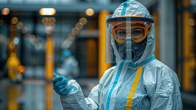 Lifelike Representation of a Healthcare Worker Monitoring Temperatures at Hospital Entrance in High-Resolution 8K Digital Art - Powered by Adobe