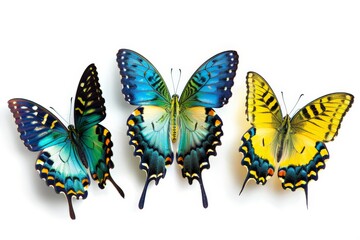 trio of colorful butterflies