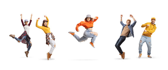 Group of young people dancing break dance