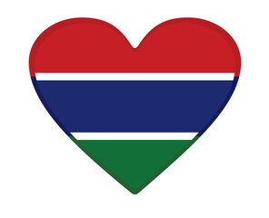The Gambia flag heart shaped. vector