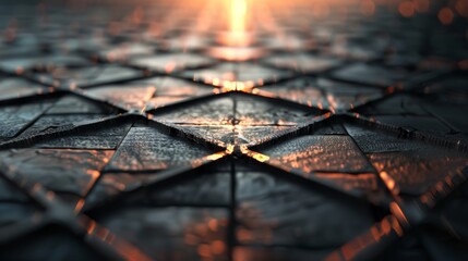 Geometric Grid Pattern in 3D with Precise Lines and Uniform Texture for Abstract Background Design