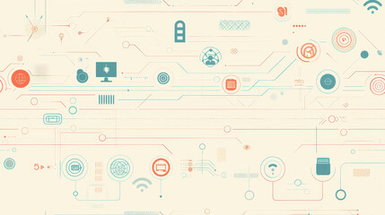 Minimalist Tech and Data Icons Pattern.