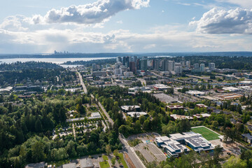Drone View of the City of Bellevue in Washington State