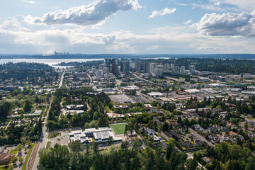 Drone View of the City of Bellevue in Washington State